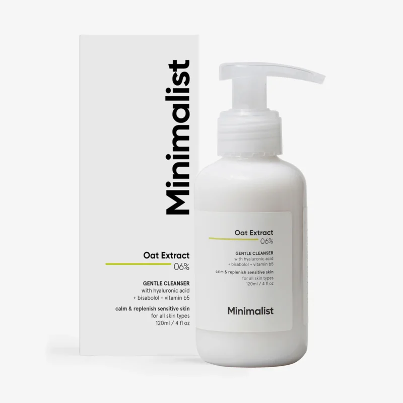 Shop Minimalist Oat Extract 06% Gentle Cleanser in Nepal at Beautix Nepal. A mild, hydrating face wash ideal for sensitive and dry skin.
