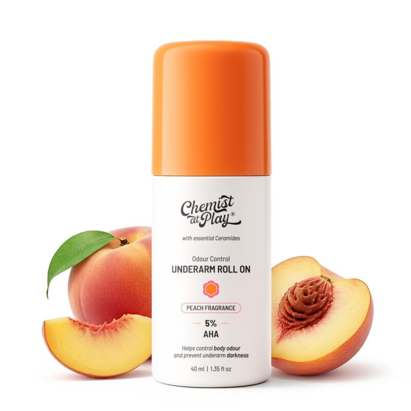 Stay fresh all day with Chemist at Play UnderArm Roll-On Peach Fragrance. Shop online in Nepal at Beautix Nepal for gentle, long-lasting freshness.