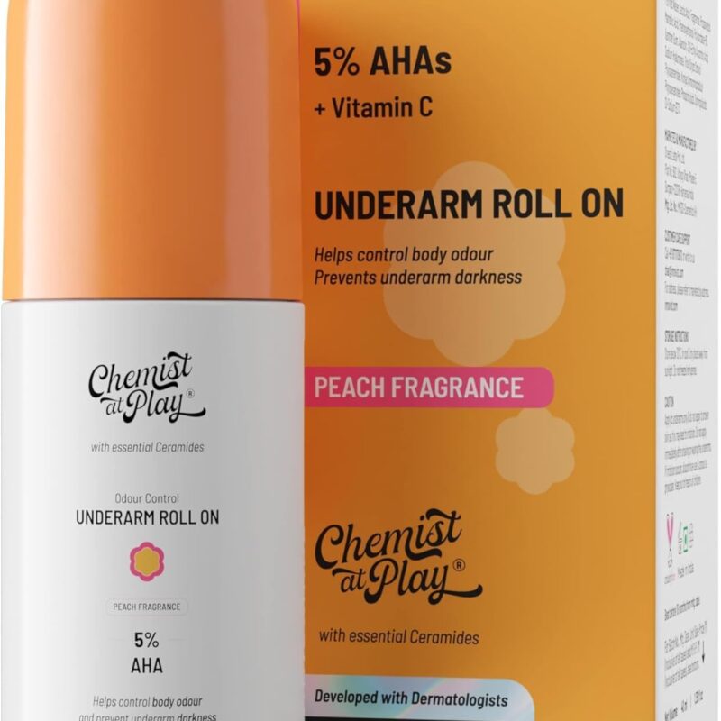 Stay fresh all day with Chemist at Play UnderArm Roll-On Peach Fragrance. Shop online in Nepal at Beautix Nepal for gentle, long-lasting freshness.