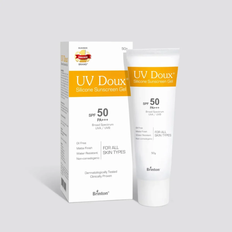 Buy UV Doux Silicone Sunscreen Gel SPF50 in Nepal at Beautix Nepal. Matte, non-greasy daily sun protection for oily and acne-prone skin.