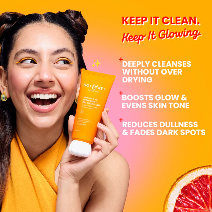 Dot & Key Vitamin C+E Super Bright Gel Face Wash 100ml (1) Dot & Key Vitamin C + E Gel Face Wash for Glowing Skin 100ml - image 4