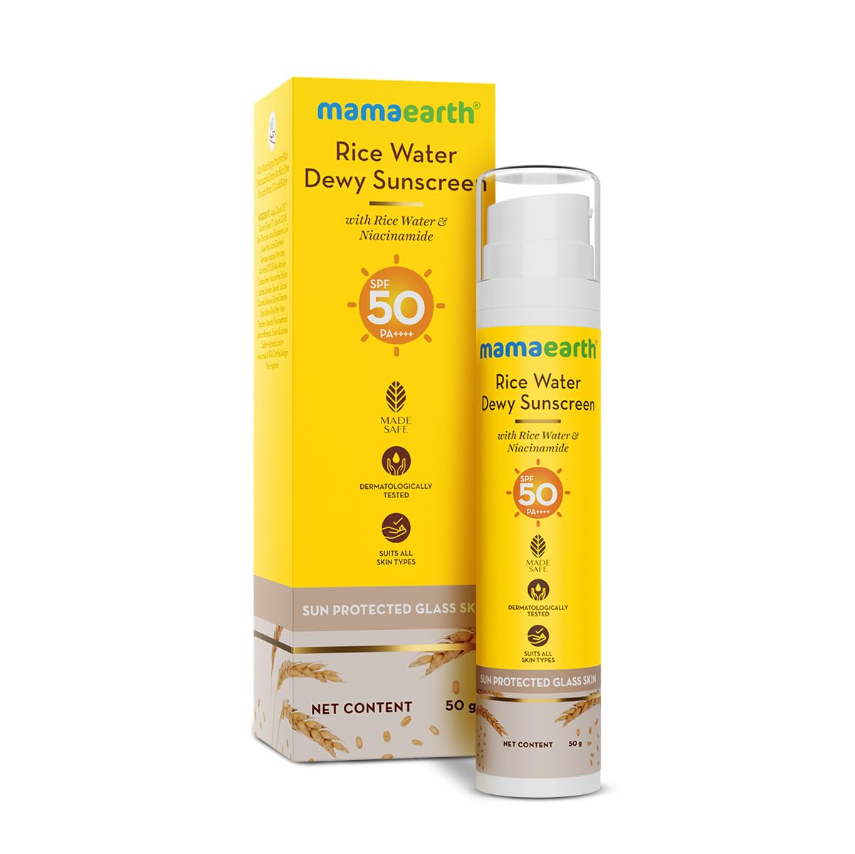 Mamaearth Rice Water Dewy Sunscreen SPF 50 PA++++ 50g