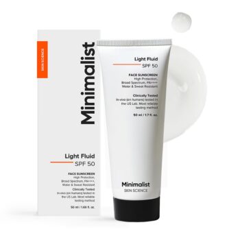 Buy Minimalist Light Fluid SPF 50 Sunscreen 50g in Nepal from Beautix Nepal. Lightweight daily sunscreen for high-level UV protection.