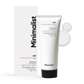 Buy Minimalist SPF 60 Sunscreen 50g in Nepal from Beautix Nepal. High-SPF daily sunscreen for reliable UV protection and everyday skincare.