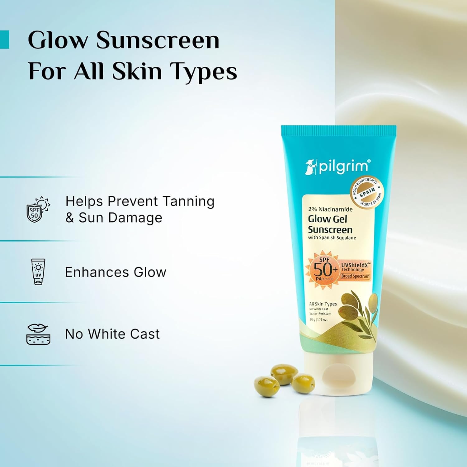 Piligrim 2% Niacinamide Glow Gel Sunscreen 50g (4) Buy Pilgrim 2% Niacinamide Glow Sunscreen 50g in Nepal from Beautix Nepal. Daily sun protection with Niacinamide for a brighter-looking complexion.